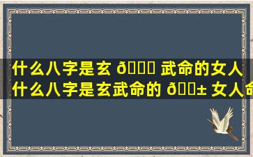 什么八字是玄 🐕 武命的女人「什么八字是玄武命的 🐱 女人命运」